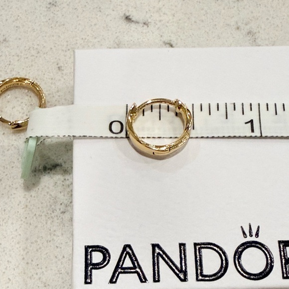 Pandora Gold-Tone Essence Twisted Huggie Earrings - Picture 5 of 5